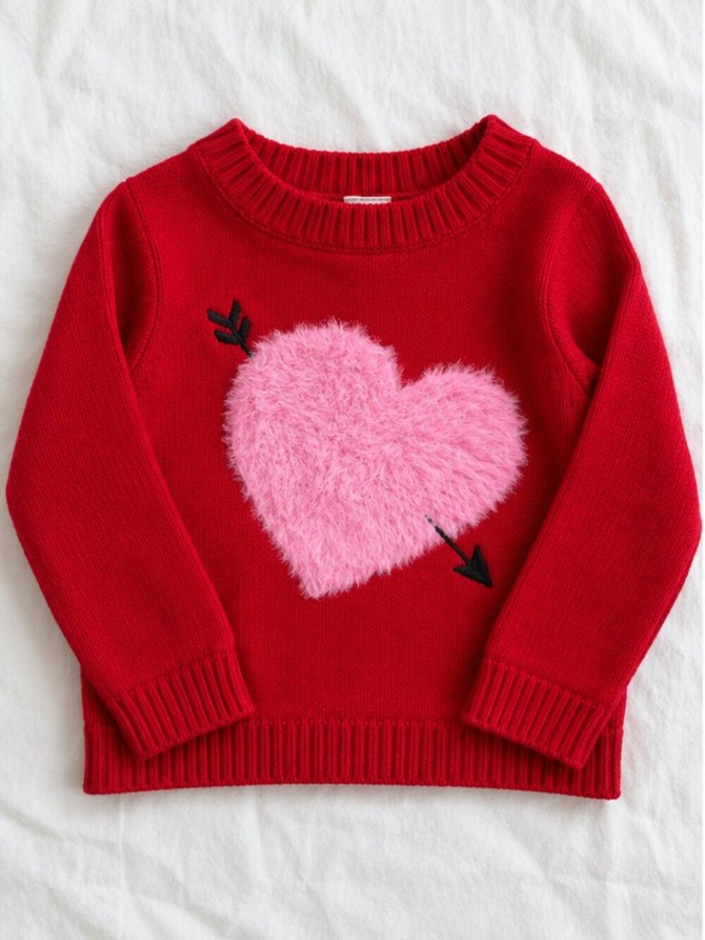 Carter’s Girls Red Fuzzy Heart Sweater Size 6/6X